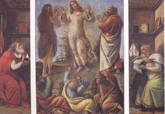 Sandro Botticelli Transfiguration,with St Jerome(at left) and St Augustine(at right) Sweden oil painting art